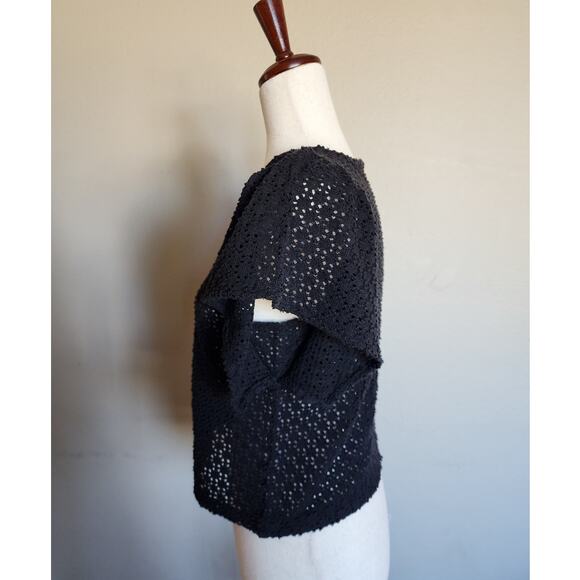 Texture & Thread Madewell Women's Top Texture Eyelet Flutter Sleeve SZ Small - Picture 2 of 9